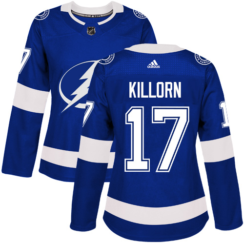 Adidas Lightning #17 Alex Killorn Blue Home Authentic Women's Stitched NHL Jersey